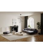 Bank Rechthoekige Pioni antraciet krulstof zwart leren onderstel - 293x170x85