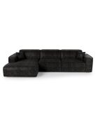 Linkes Ecksofa mit 2 dekorativen Kissen RUBEN Velours Dark Anthracite - 323x173x78