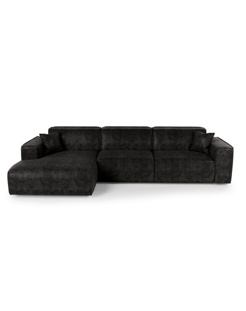 Linkes Ecksofa mit 2 dekorativen Kissen RUBEN Velours Dark Anthracite - 323x173x78