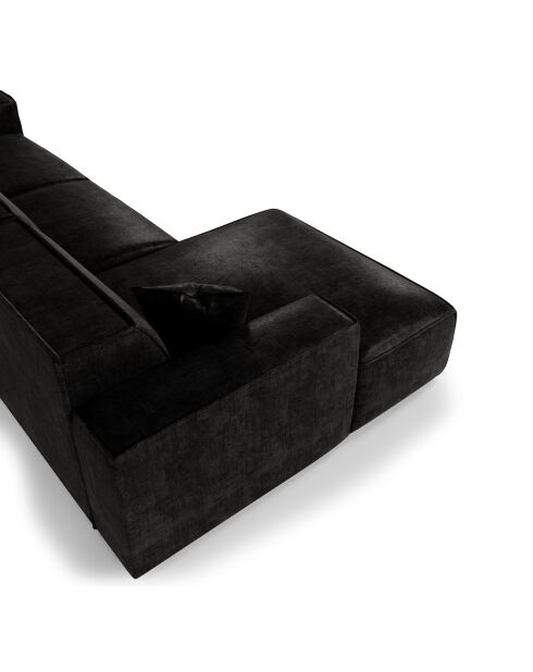 Linkes Ecksofa mit 2 dekorativen Kissen RUBEN Velours Dark Anthracite - 323x173x78