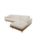 Rechthoekige bank Pioni crème krulstof cognac leren onderstel - 293x170x85