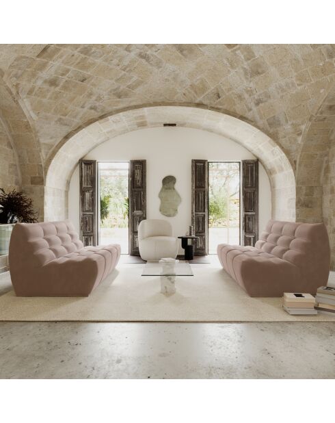 Jody modulaire 4-zitsbank Velours Taupe beige fluweel - 205x112x80