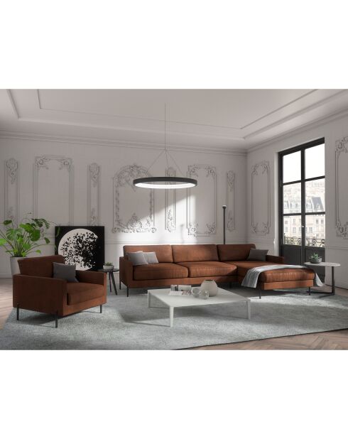 Justin Cognac rechtwinkliges Sofa - 262 x 154 x 78