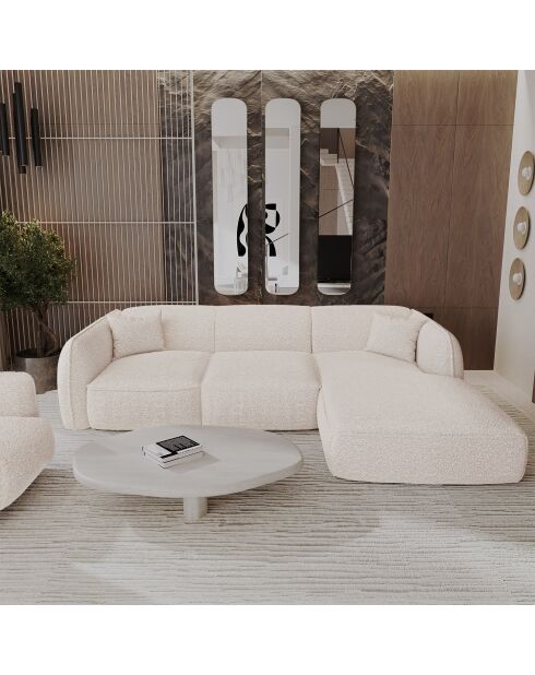 LIAM Rechterhoekbank crèmekleurige bouclé stof - 272x90x74