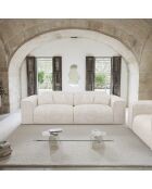 NOVA 3-Sitzer-Sofa aus cremefarbenem gewebtem Samt - 205x97x73