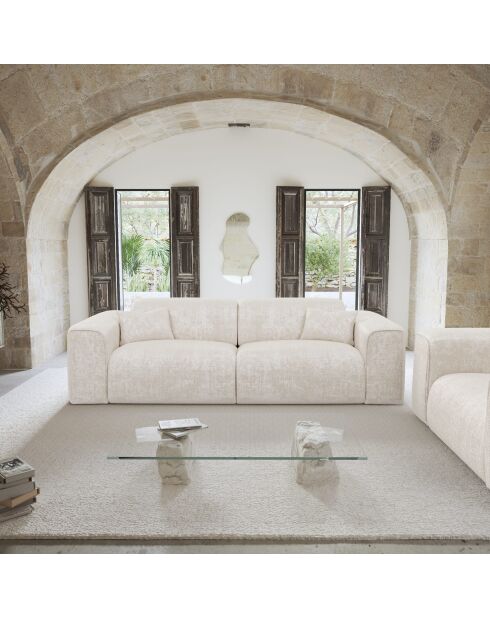 NOVA 3-zitsbank creme geweven fluweel - 205x97x73