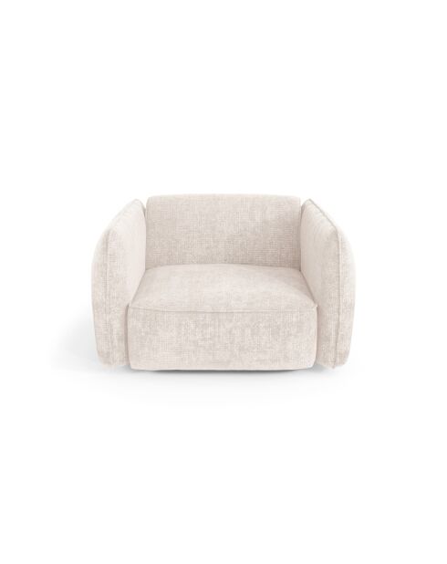Fauteuil LIAM Velours tramé Crème - 118x102x76
