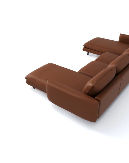 Gran sofá o sofá panorámico Misak de piel camel - 315x92x85