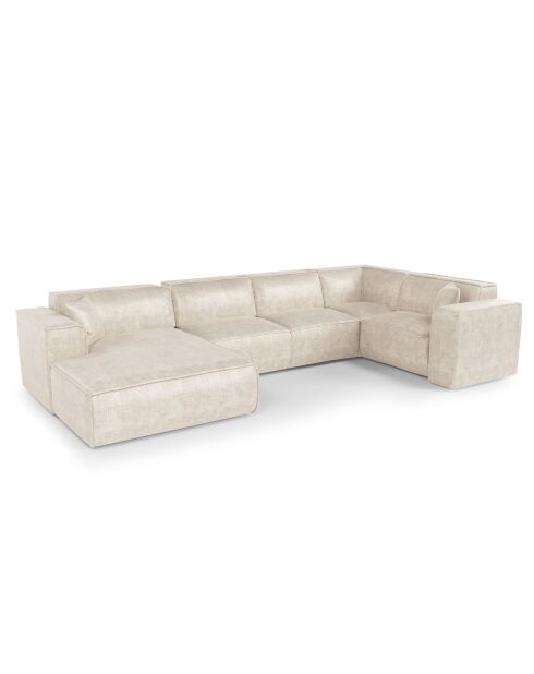 Canapé panoramique XXL avec 2 coussins décoratifs RUBEN Velours Taupe - 391x173x78
