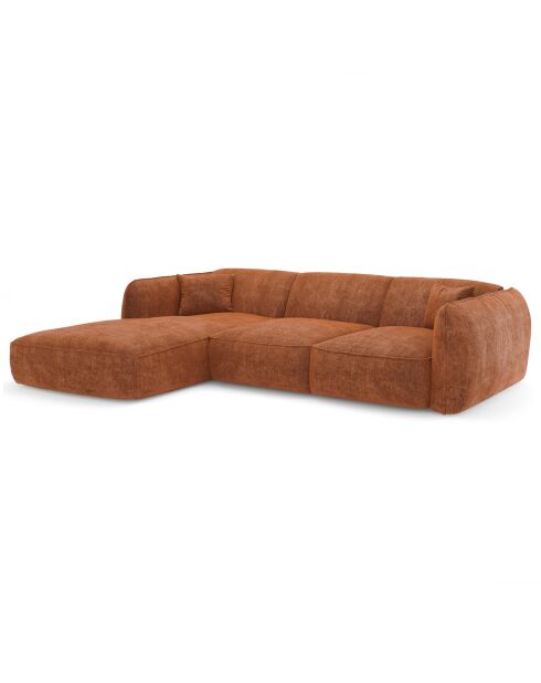 LIAM linkes Ecksofa aus gewebtem Samt aus Terrakotta - 272x90x74