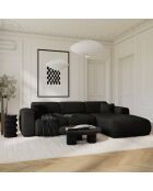 Divano angolare destro trasformabile LIVA Tessuto Looped Antracite scuro - 283x180x73