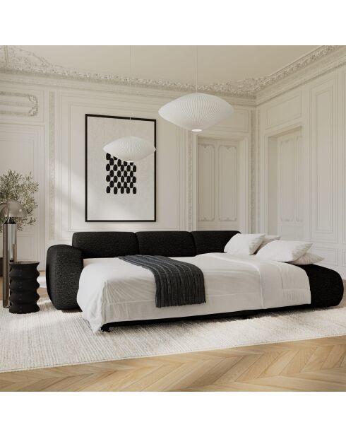 Sofá convertible gran angular derecho LIVA, tela enrollada, antracita oscura, 283 x 180 x 73