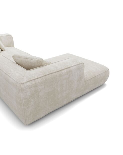 Hoekbank links 255cm ROMY Creme geweven fluweel - 255x160x70