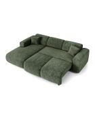 Sofá convertible angular izquierdo LIVA de terciopelo estampado verde esmeralda - 283x180x73