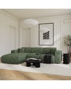 Sofá convertible angular izquierdo LIVA de terciopelo estampado verde esmeralda - 283x180x73