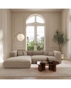 Linkes Ecksofa 255 cm ROMY Weicher gewebter Duschstoff Taupe - 255x160x70