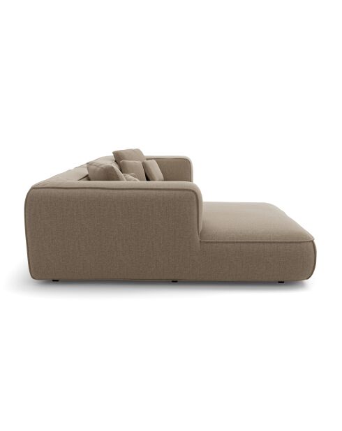 Linkes Ecksofa 255 cm ROMY Weicher gewebter Duschstoff Taupe - 255x160x70