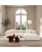 Rechthoekige bank 255cm ROMY Creme geweven fluweel - 255x160x70