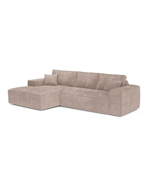 Linkes Ecksofa, umwandelbare Expressmatratze, 140 cm RUBY, 140 cm, RUBY, Kord, XXL, taupe — 320x165x80