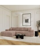 Linkes Ecksofa, umwandelbare Expressmatratze, 140 cm RUBY, 140 cm, RUBY, Kord, XXL, taupe — 320x165x80