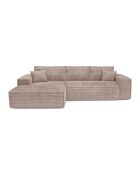 Linkes Ecksofa, umwandelbare Expressmatratze, 140 cm RUBY, 140 cm, RUBY, Kord, XXL, taupe — 320x165x80