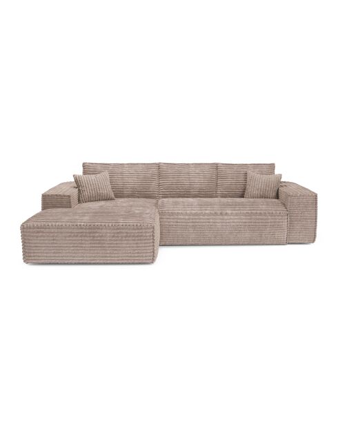 Linkes Ecksofa, umwandelbare Expressmatratze, 140 cm RUBY, 140 cm, RUBY, Kord, XXL, taupe — 320x165x80