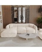 LIAM Ecksofa für die linke Seite, cremefarbener Samt, 272 x 90 x 74