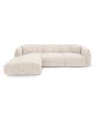 LIAM Ecksofa für die linke Seite, cremefarbener Samt, 272 x 90 x 74