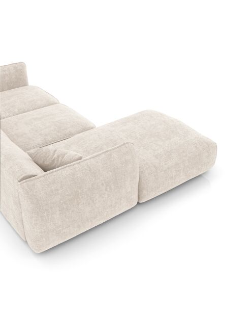 LIAM Ecksofa für die linke Seite, cremefarbener Samt, 272 x 90 x 74