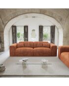 Canapé 3 places NOVA Velours tramé Terracotta - 205x97x73