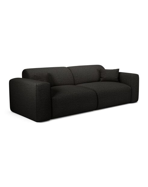 LIVA 4-Sitzer-Ausziehsofa aus dunklem Anthrazitfarbenem Boucle-Gewebe — 240x97x73