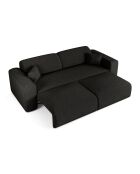 LIVA 4-Sitzer-Ausziehsofa aus dunklem Anthrazitfarbenem Boucle-Gewebe — 240x97x73