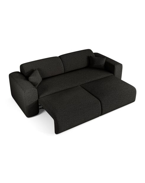 LIVA 4-Sitzer-Ausziehsofa aus dunklem Anthrazitfarbenem Boucle-Gewebe — 240x97x73