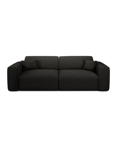 LIVA 4-Sitzer-Ausziehsofa aus dunklem Anthrazitfarbenem Boucle-Gewebe — 240x97x73