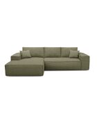 Linkes Ecksofa, umwandelbare Express-Matratze, 140 cm, RUBY, Vintagegrün, Kord — 320x165x80