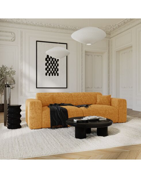 LIVA 4-zits converteerbare bank Mosterdgeel getextureerd fluweel - 240x97x73