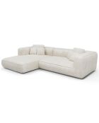 Linkes Ecksofa 280 cm ROMY Cremefarbener gewebter Samt - 280x166x70