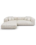 Linkes Ecksofa 280 cm ROMY Cremefarbener gewebter Samt - 280x166x70