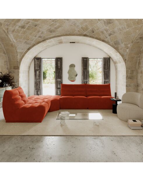Fauteuil modulable Jody Velours ORANGE - 85x112x80