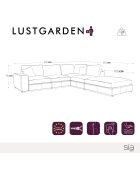 Lustgarden Großes rechtwinkliges Betonsofa, 300 x 290 x 85 cm, Grau