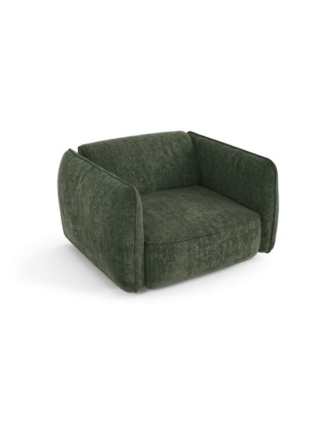 Fauteuil LIAM Velours tramé Vert olive - 118x102x76