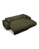 Sofá convertible gran angular derecho LIVA Tejido boucle verde oliva - 283x180x73