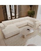 XXL panoramabank met 2 sierkussens RUBEN Cream corduroy - 391x173x78