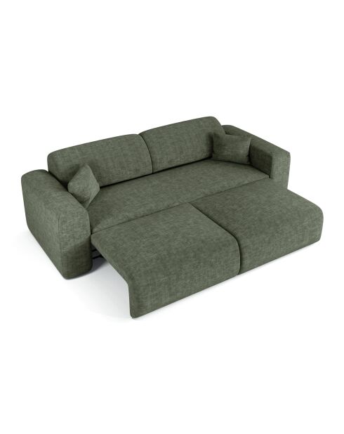 LIVA 4-Sitzer-Cabrio-Sofa Salbeigrün aus strukturiertem Samt - 240x97x73