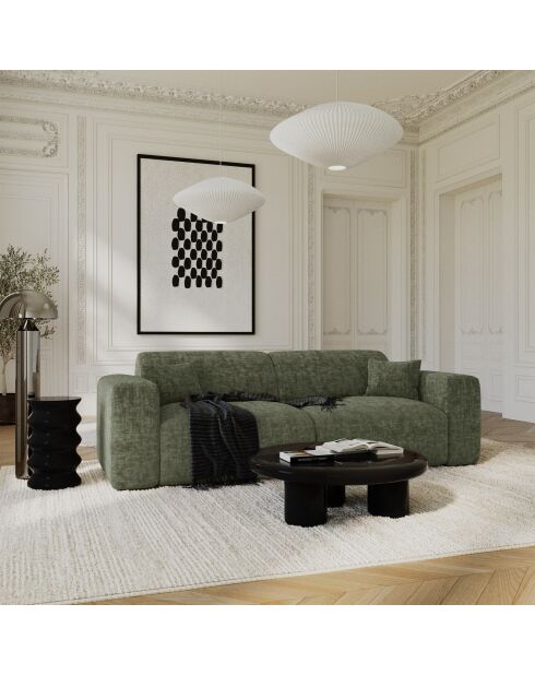 LIVA 4-Sitzer-Cabrio-Sofa Salbeigrün aus strukturiertem Samt - 240x97x73