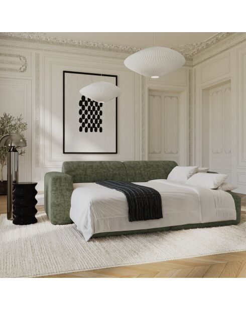 LIVA 4-Sitzer-Cabrio-Sofa Salbeigrün aus strukturiertem Samt - 240x97x73