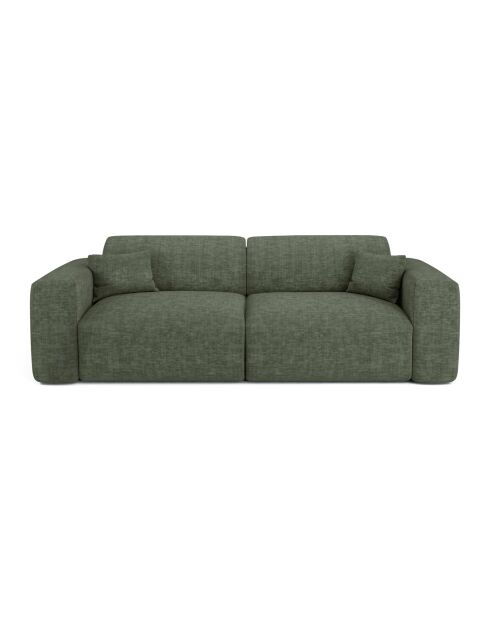 LIVA 4-Sitzer-Cabrio-Sofa Salbeigrün aus strukturiertem Samt - 240x97x73