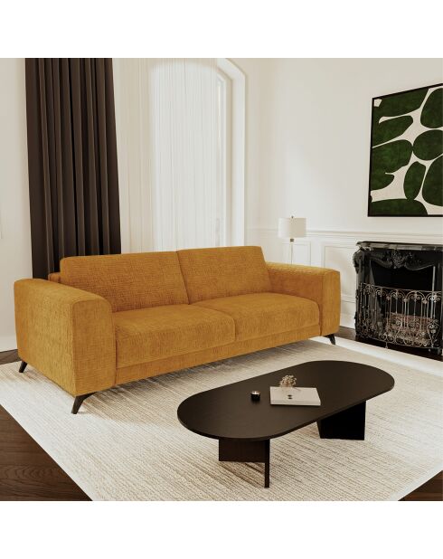Canapé convertible express matelas 160cm MILANO Velours à motifs Moutarde - 230x105x75