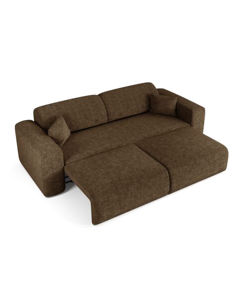 LIVA 4-Sitzer-Ausziehsofa aus strukturiertem Samt Espressobraun - 240x97x73