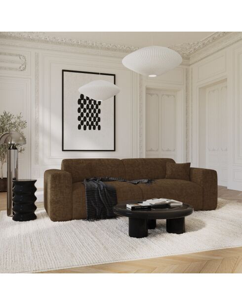 LIVA 4-Sitzer-Ausziehsofa aus strukturiertem Samt Espressobraun - 240x97x73